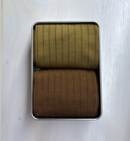 Box 2 Pairs Long Camel-Olive Green