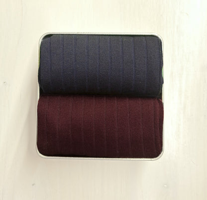 Box of 2 pairs Court Bordeaux-Midnight Blue