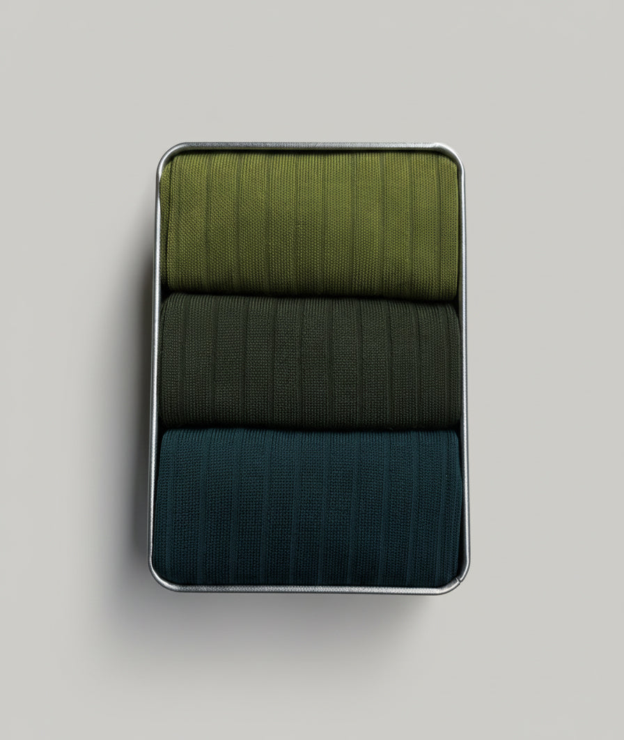 Box 3 Pairs Short Green Essential